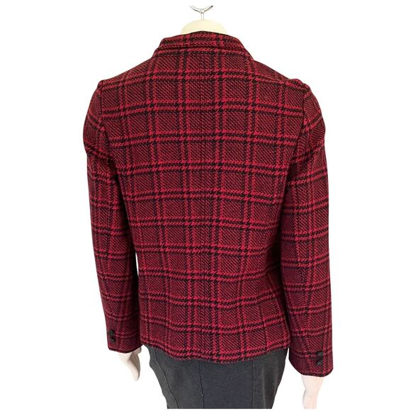 NEW TALBOTS Wool Blend 3 Button Patch Pocket Plaid Blazer in Red & Black SZ 16 - Picture 8 of 12